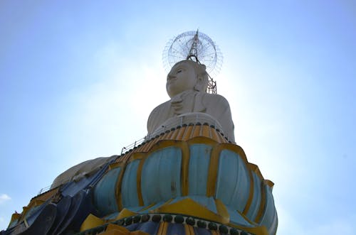 Clear Sky over Buddha Statue