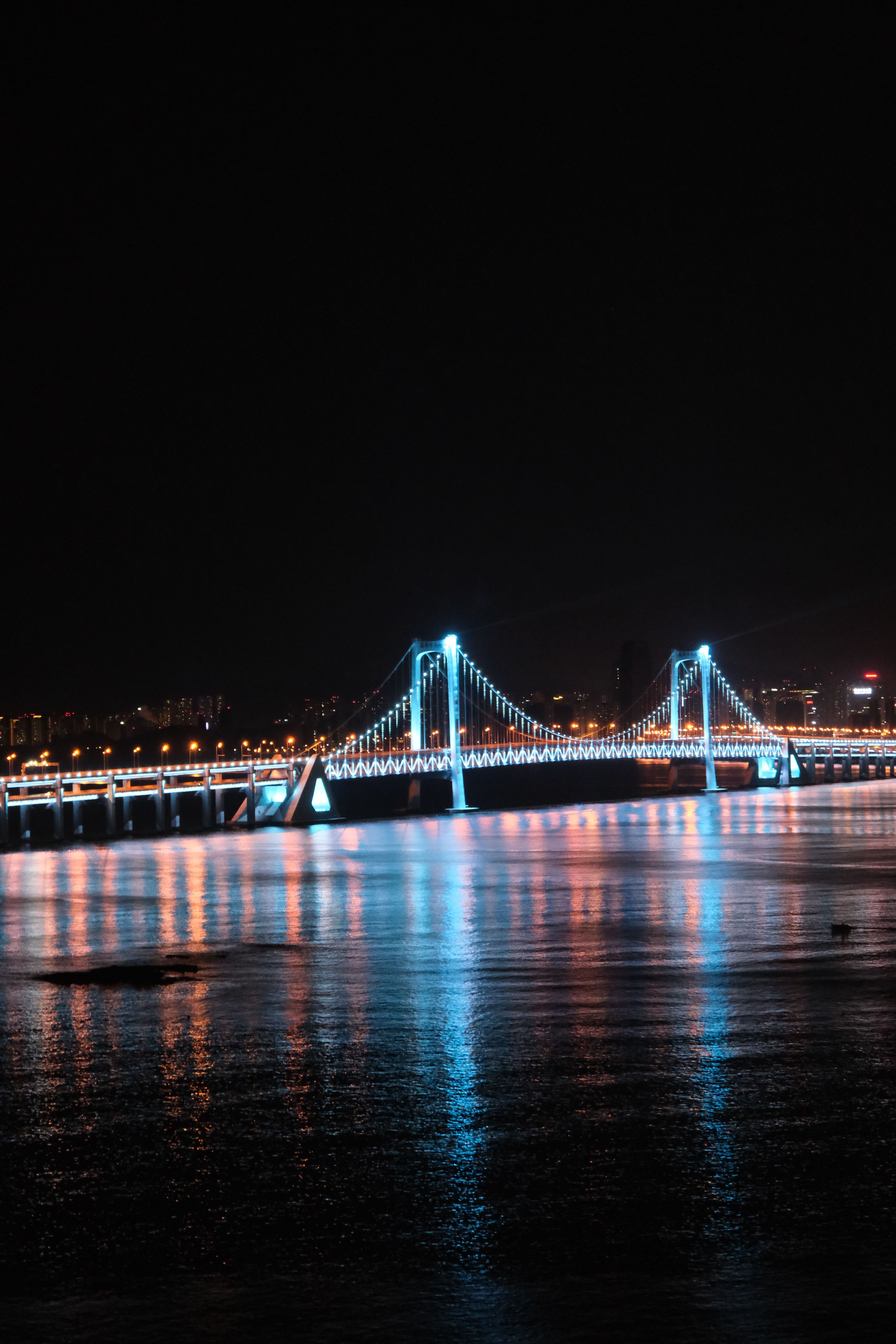 Illuminated Bridge at Night · Free Stock Photo