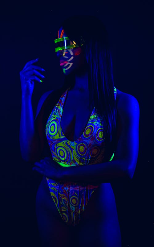 Potrait of Woman in Blue Light