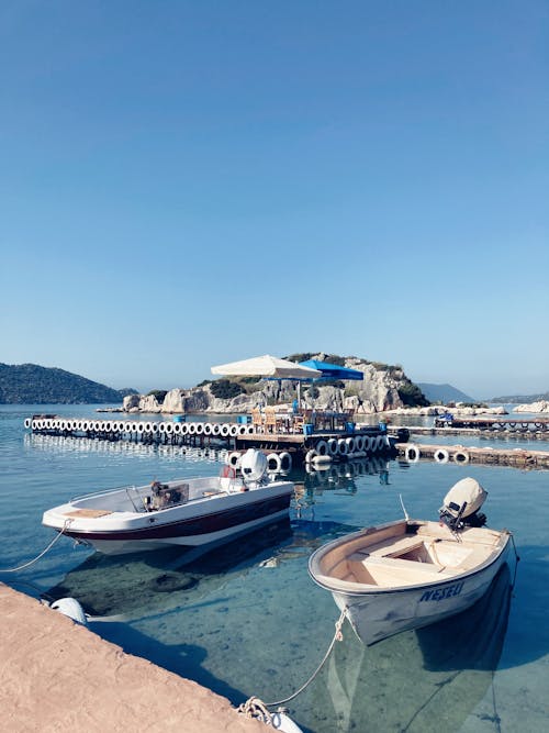 Motorboats Moored in Marina