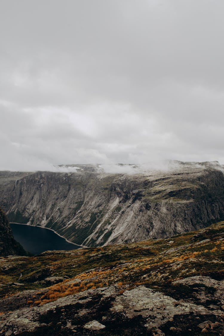 Canyon Lake In Mountain Area, Ringedalsvatnet, Vestland County, Norway