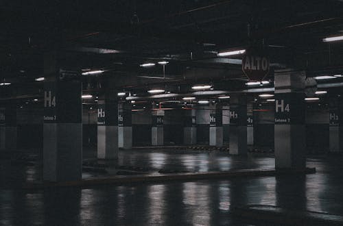 Dark Underground Parking Lot