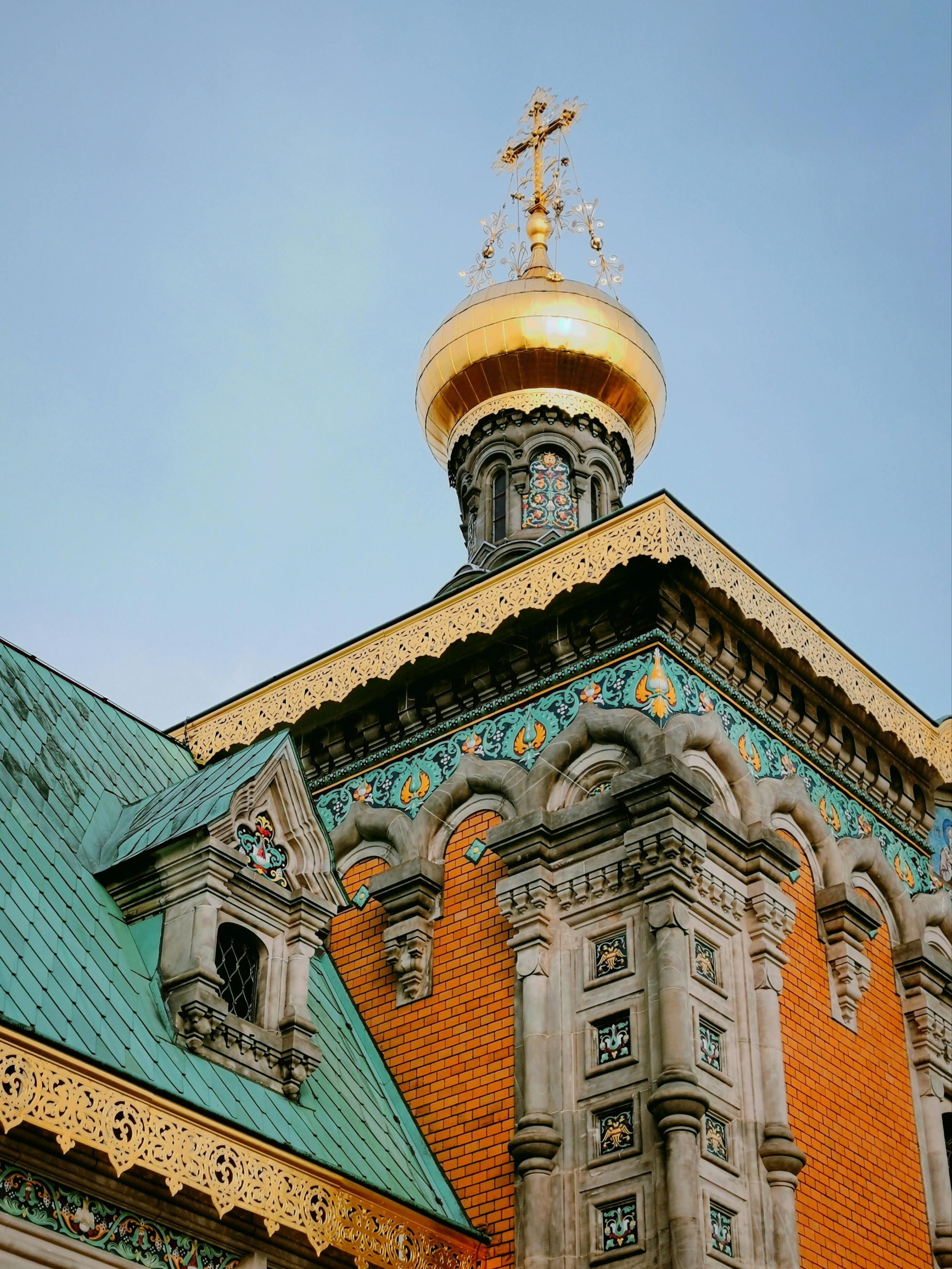 golden tower of orthodox church of st mary magdalene darmstadt