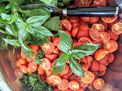 Free Fresh Herbs and Tomatoes Stock Photo