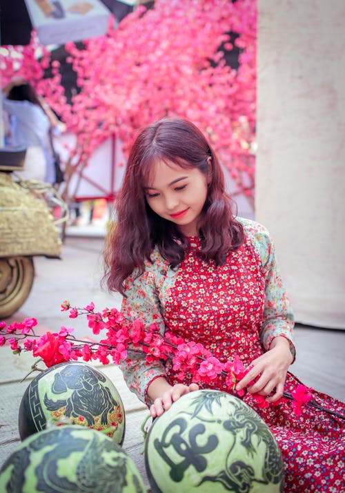 Woman Wearing Red Dress