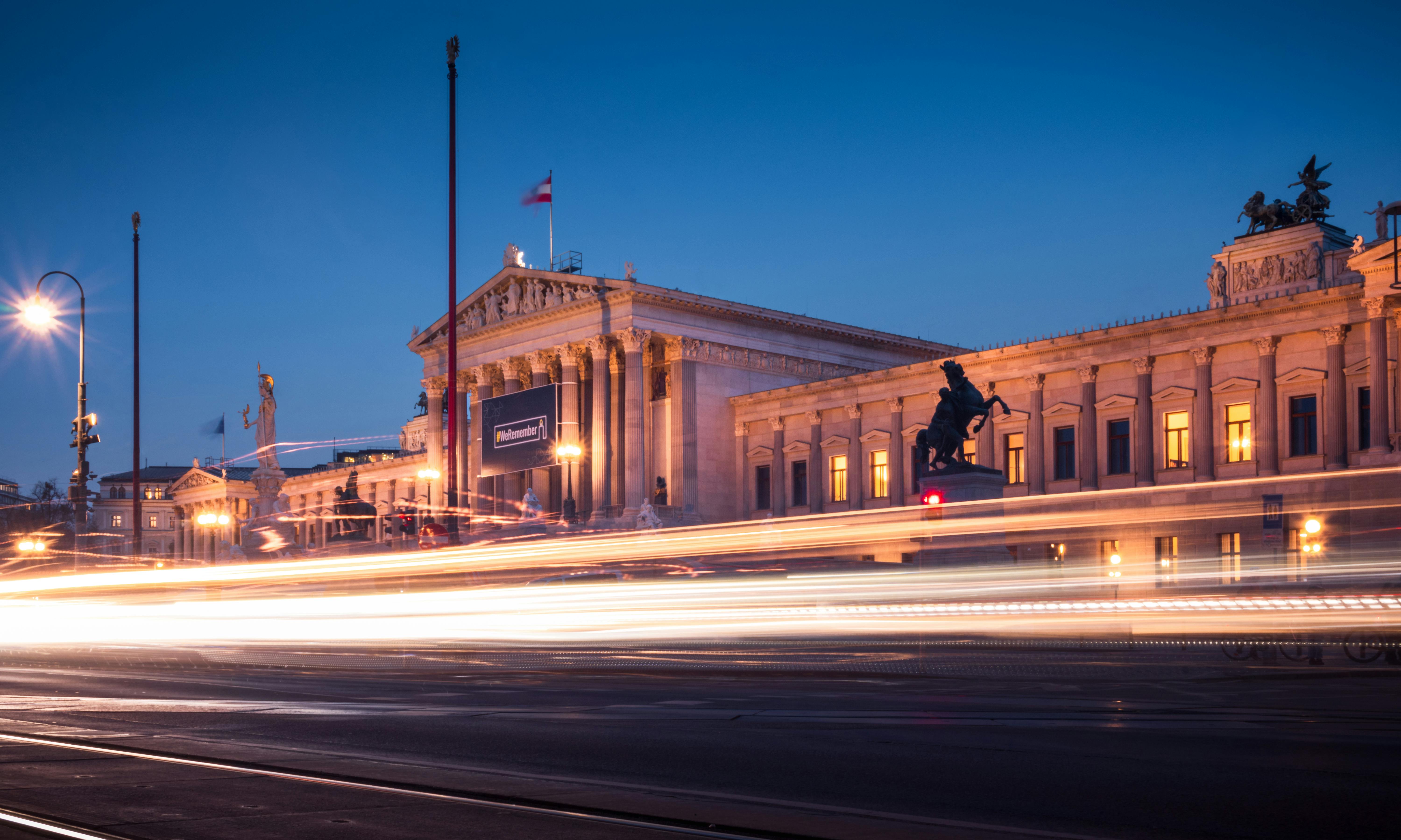 a long exposure photograph of a building at night