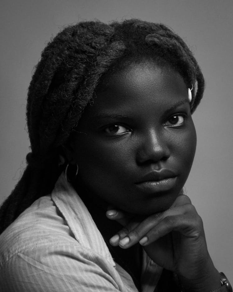 Black And White Portrait Of A Young Woman