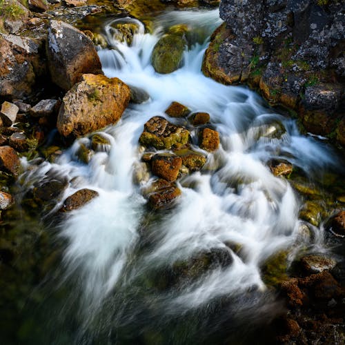 Long Exposure of a Fast Flowing Rocky Stream 