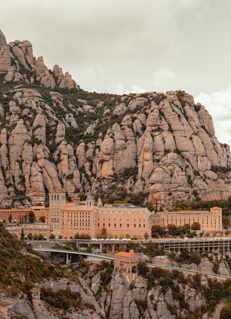 Mountain With Santa Maria De Montserrat Abbey