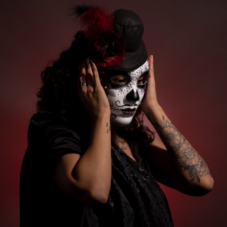 Woman In Mask For Day Of The Dead