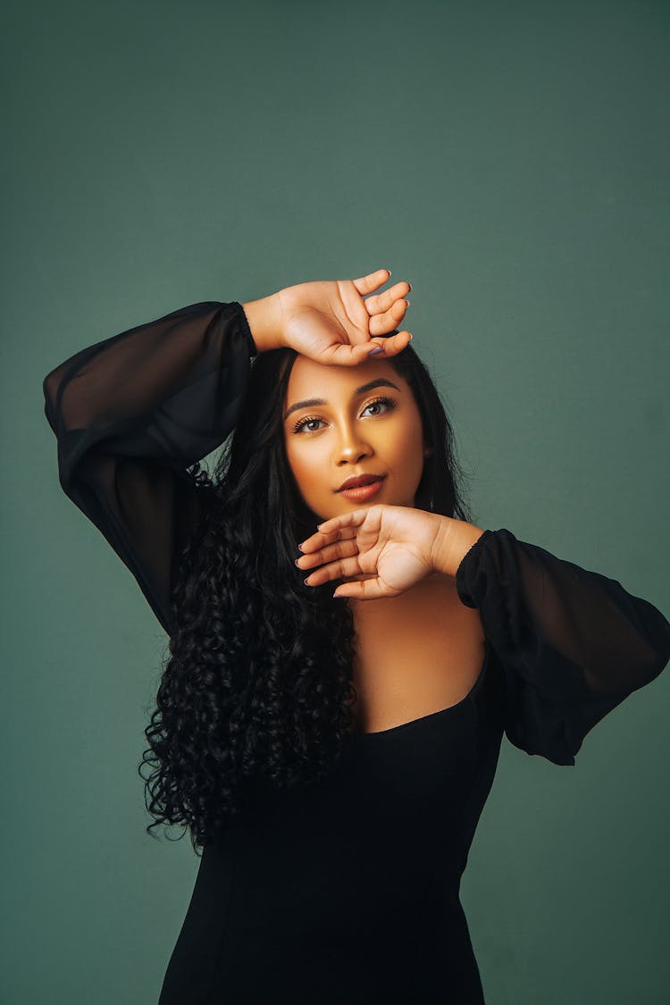 Studio Portrait Of A Long-Haired Brunette