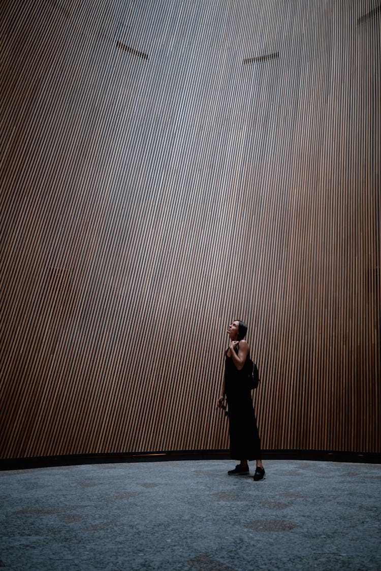 Woman Looking At Abstract Wall