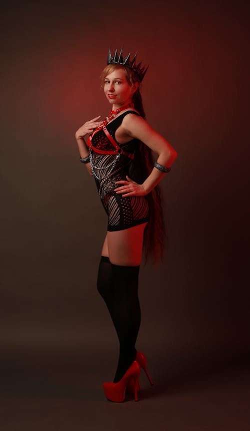 Sexy Woman in Lingerie Posing in Dark Studio