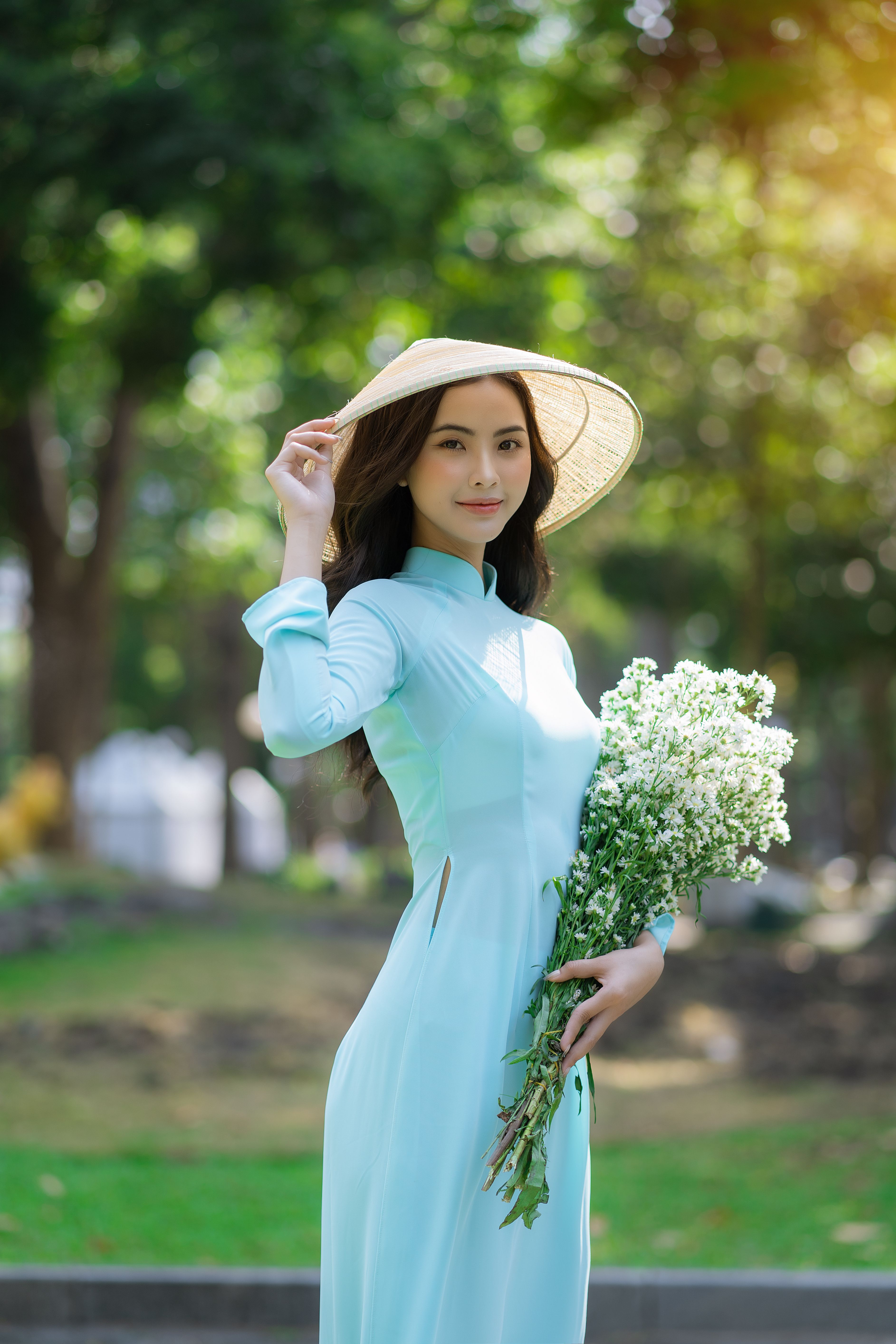 blue dress with hat OE0021-Turquoise blue satin dress hat