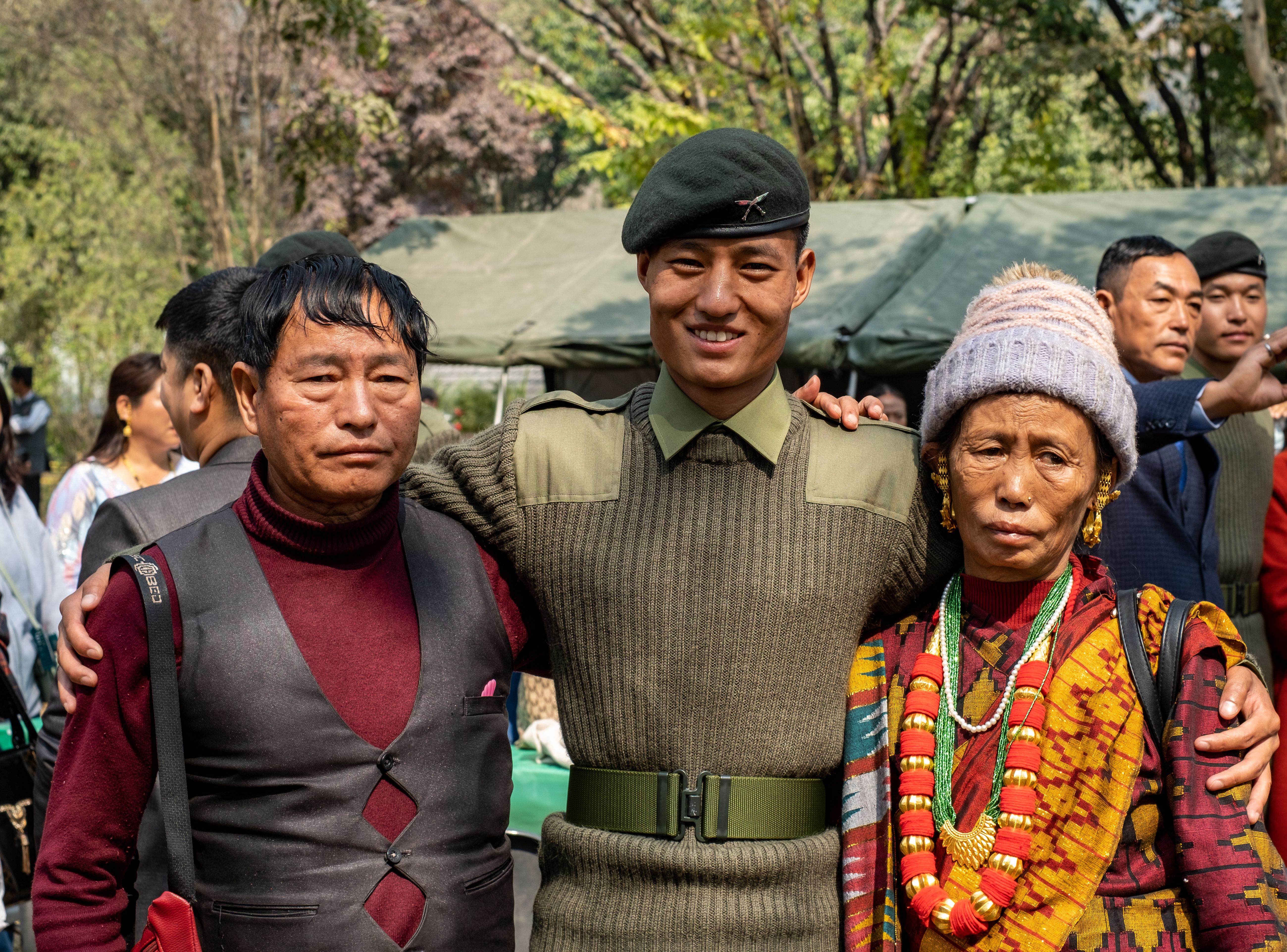 Royal Gurkha Rifles Soldier With His Parents Free Stock Photo