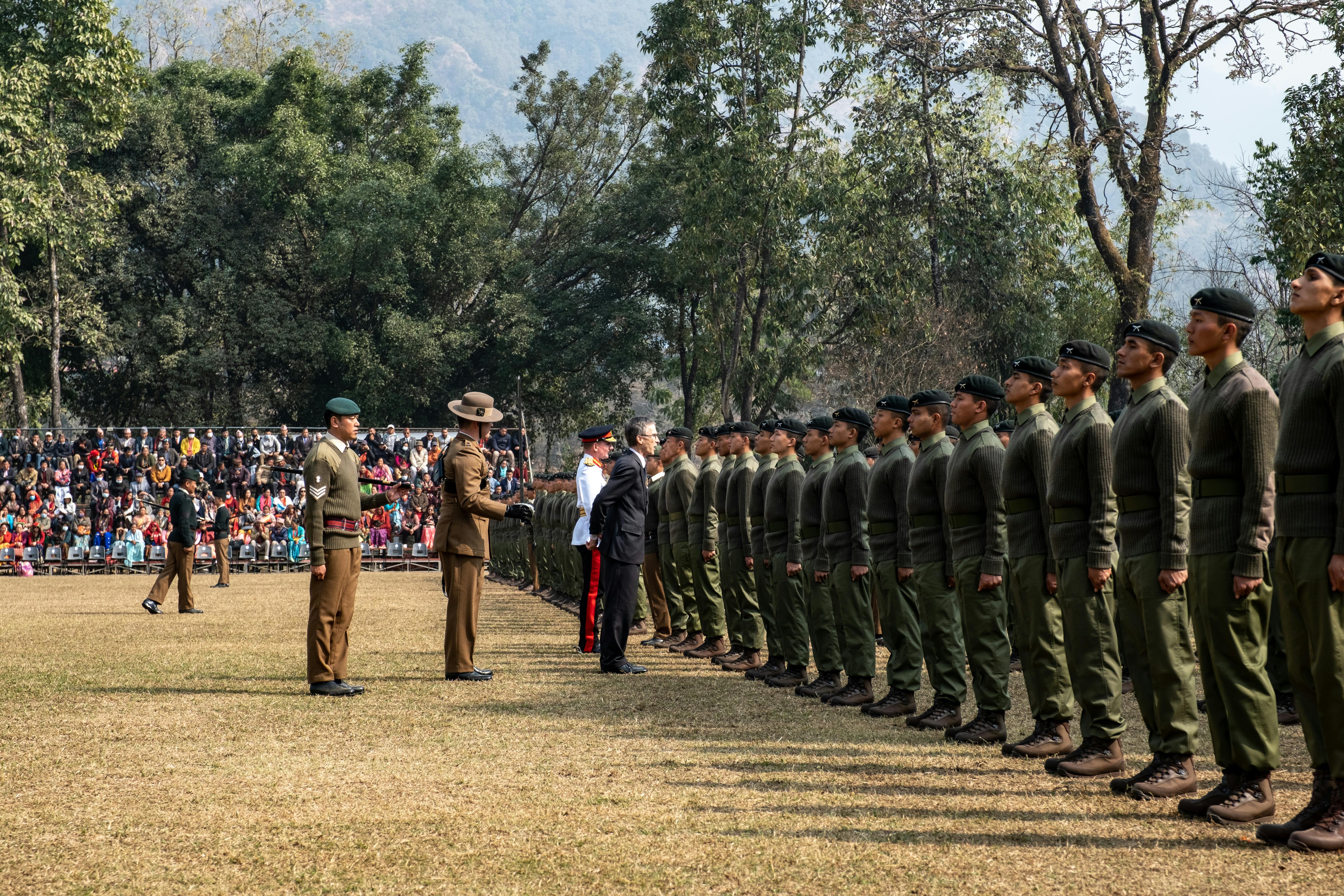 military officials visiting the regiment of the royal gurkha rifles