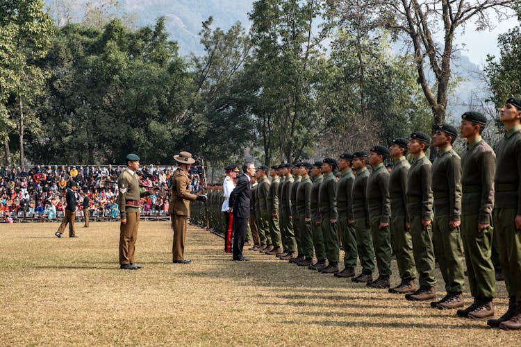 Military Officials Visiting The Regiment Of The Royal Gurkha Rifles