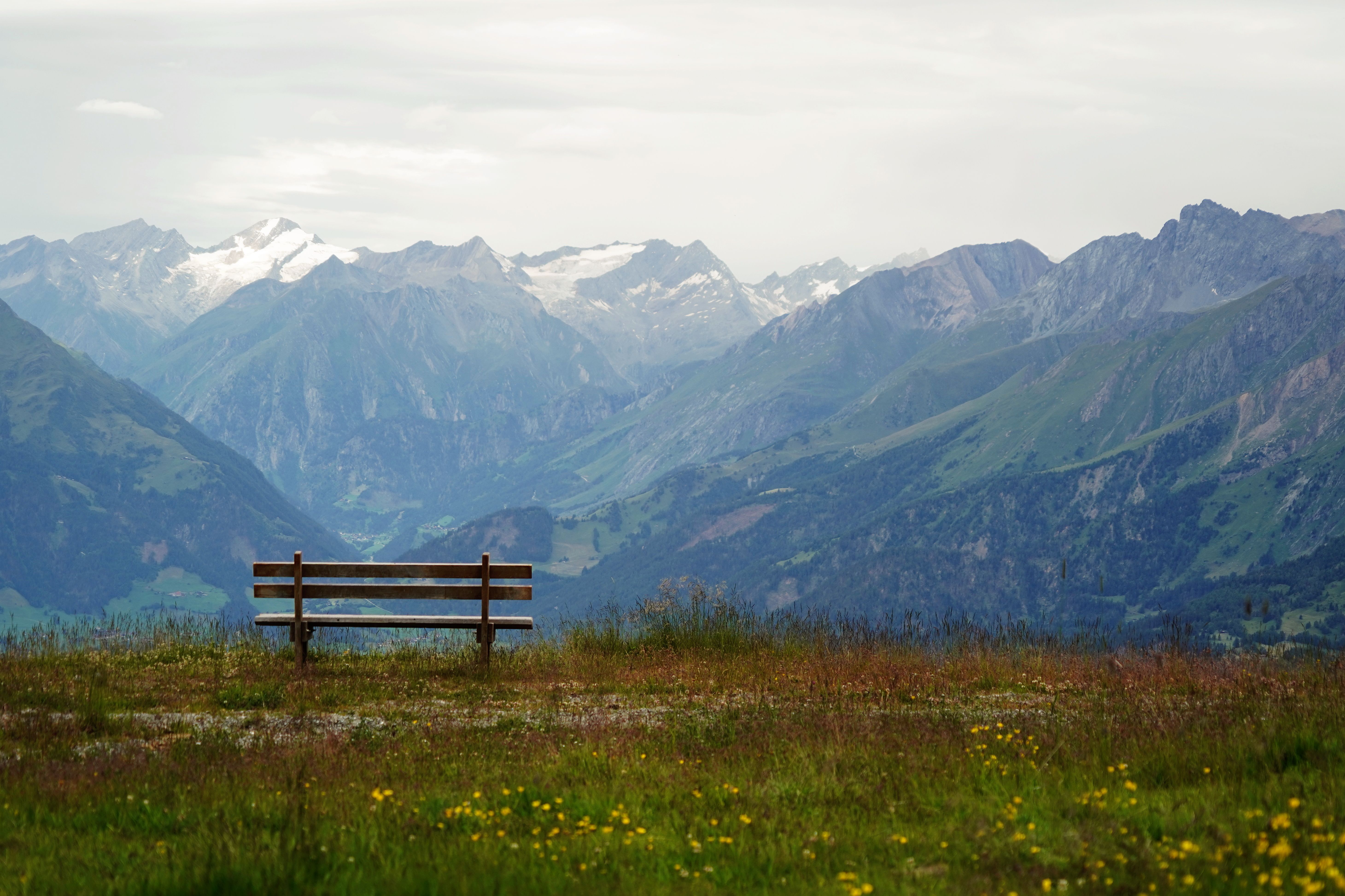 Photo of a Bench with a View of the Mountain Range · Free Stock Photo