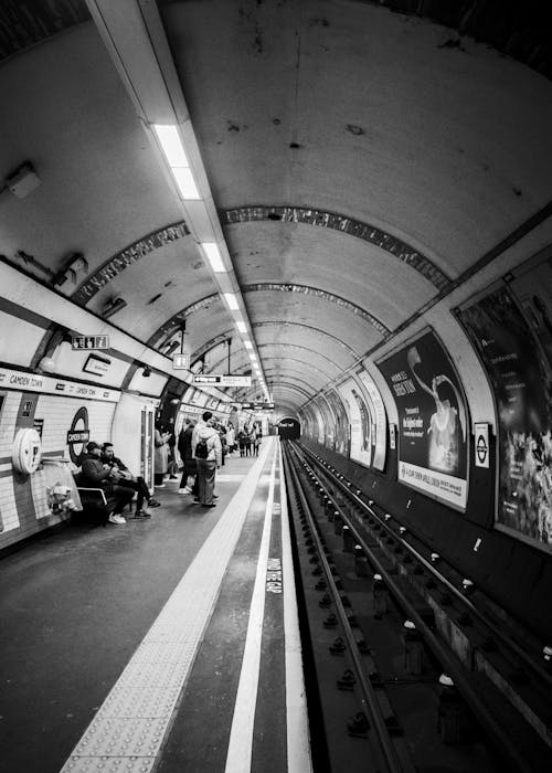 Black and White Photography of a Subway Station 