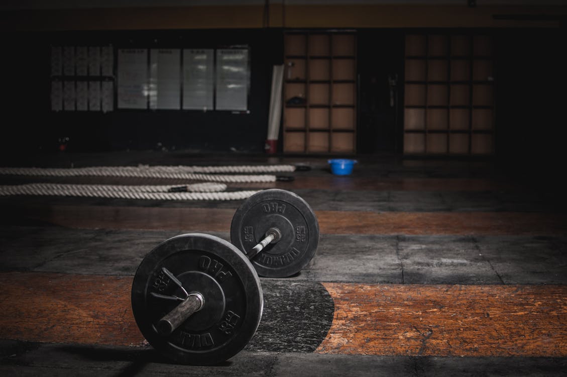 Free Barbell on the Floor Stock Photo