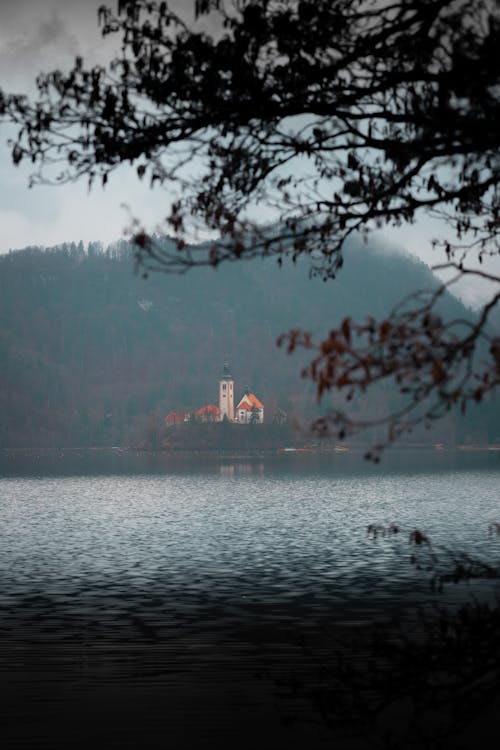 Pilgrimage Church of the Assumption of Mary on Lake Bled in Fog