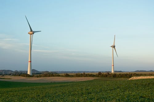 Free Wind Turbines in the Field Stock Photo