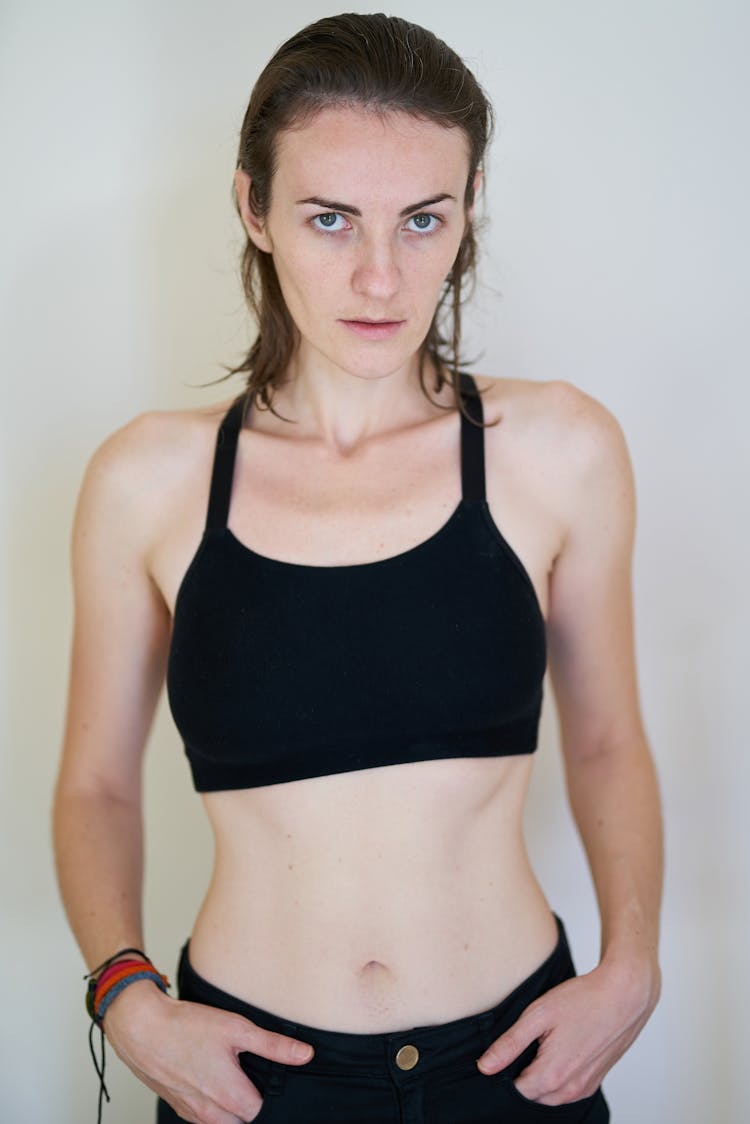 Woman In Black Sports Bra