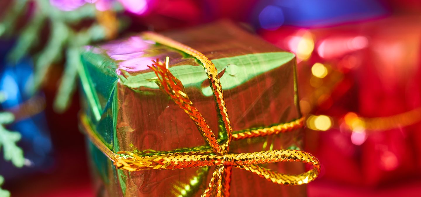 Wrapped gift with a ribbon
