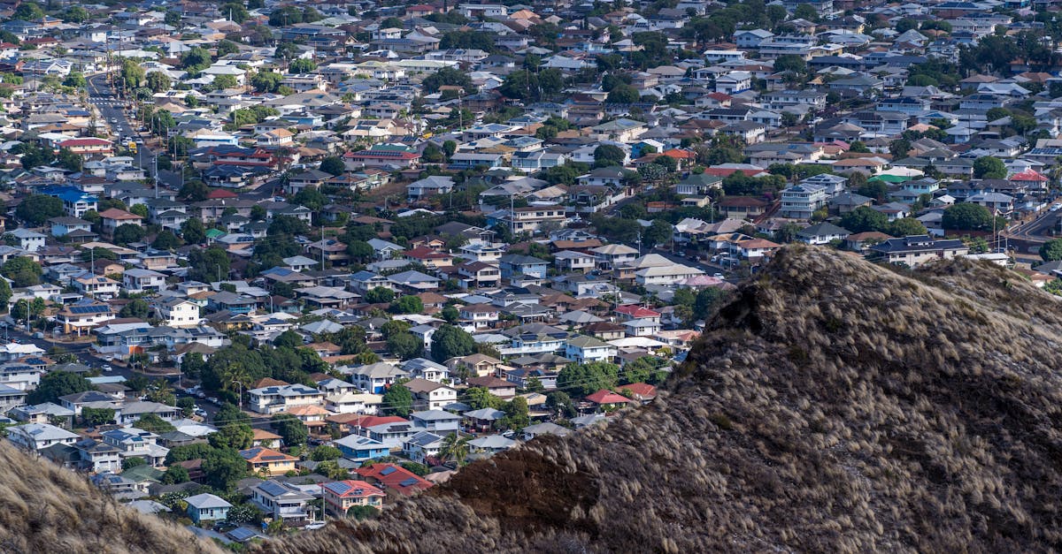 Photo by Cyrill Aerial perspective of Honolulu's residential neighborhood, showcasing urban landscape.
