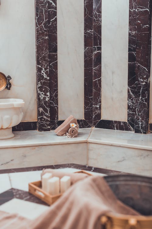 Towels on Floor in Turkish Bath