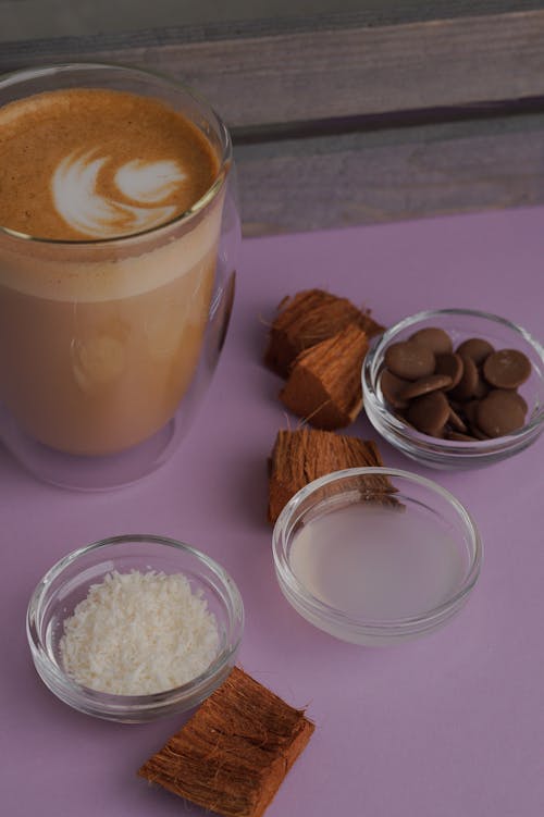 Photo of a Glass Cup of Coffee with Additives