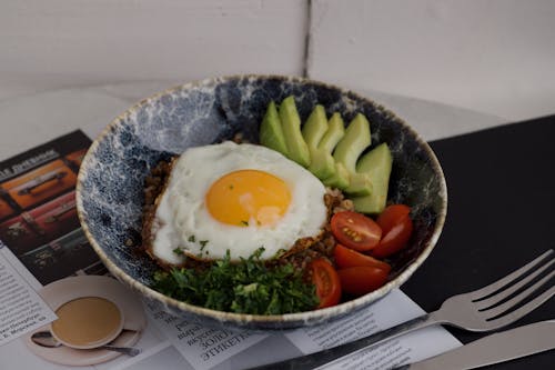 Free Egg and Vegetables on Plate Stock Photo