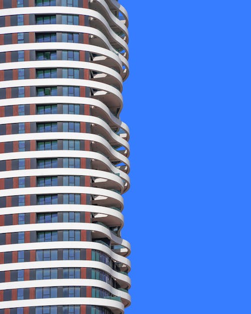 Fragment of modern residential building of blue sky