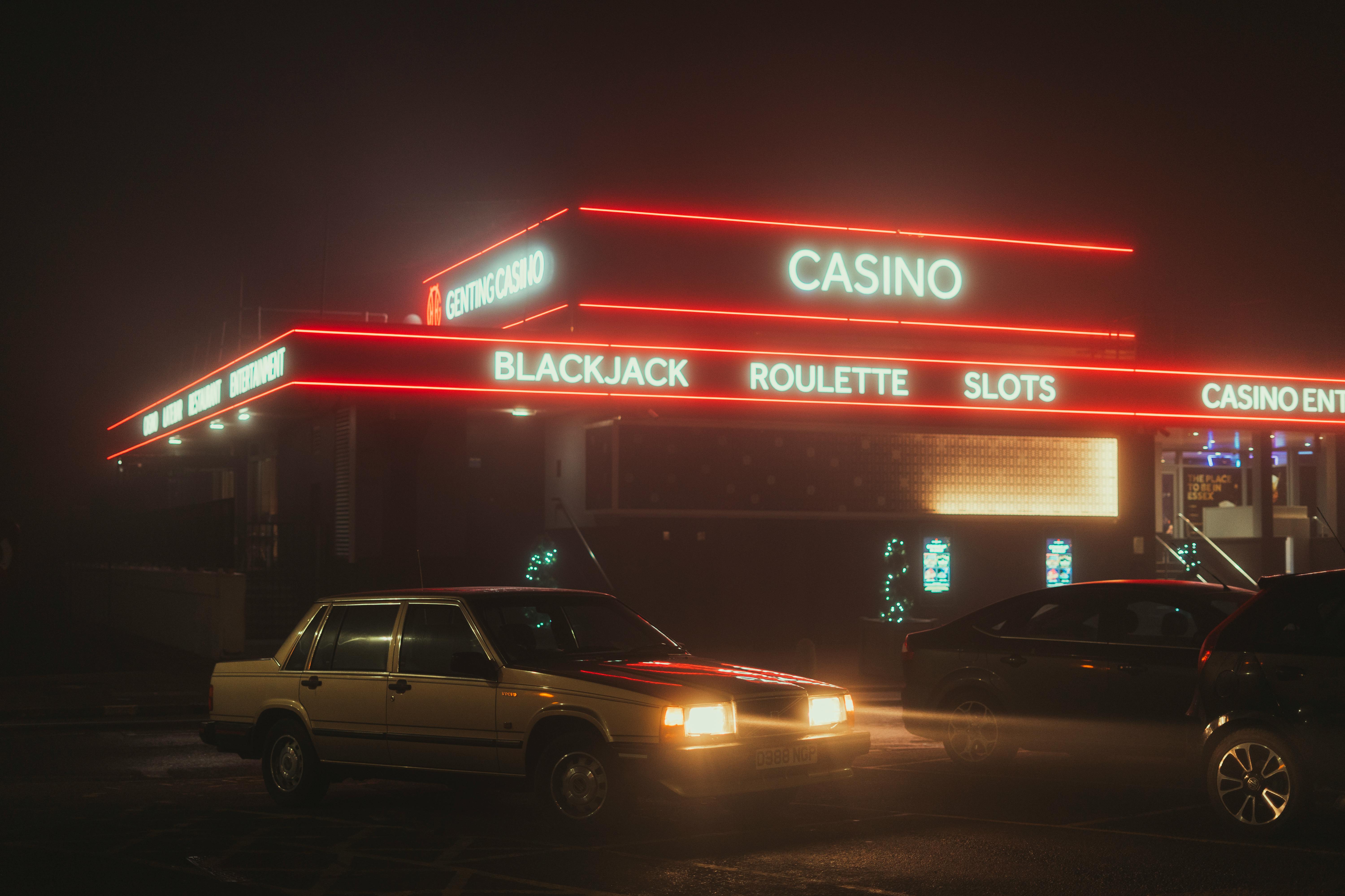 illuminated casino at night