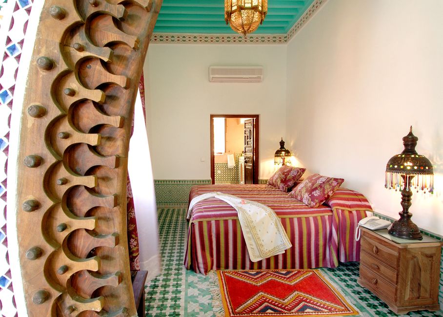 Interior of a traditional Moroccan riad with courtyard