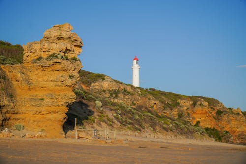 Lighthouse on Rock on Seashore