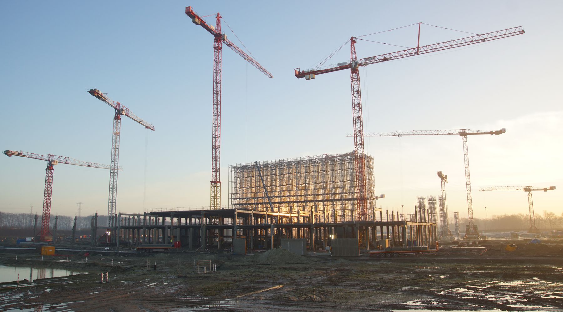 Construction site at dusk