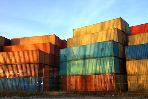 Colorful Logistics Containers Outdoors