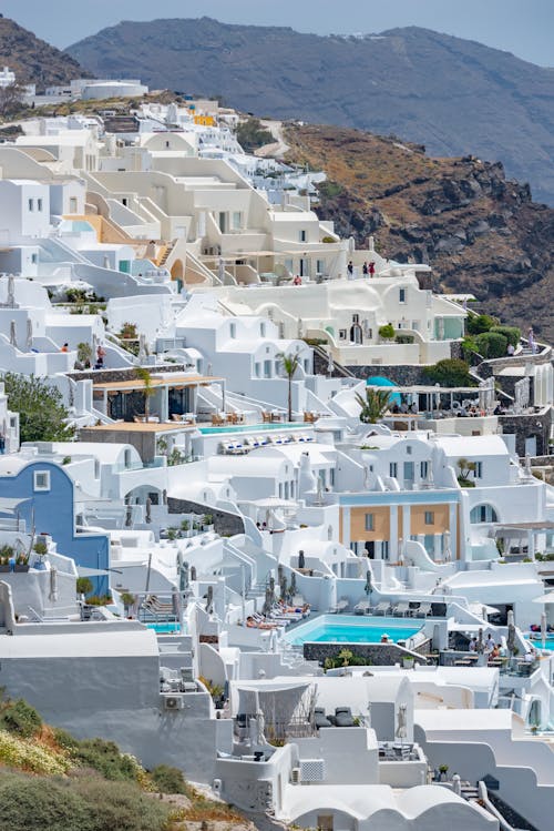 High Angle View of a White Buildings in a Town 