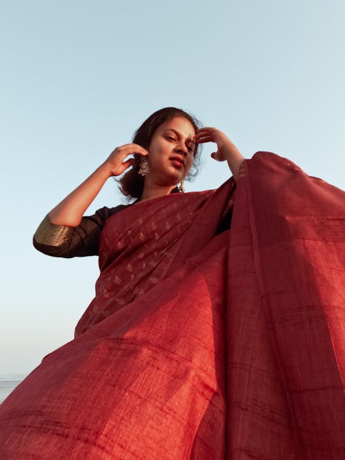 Dancing Woman in Red Saree
