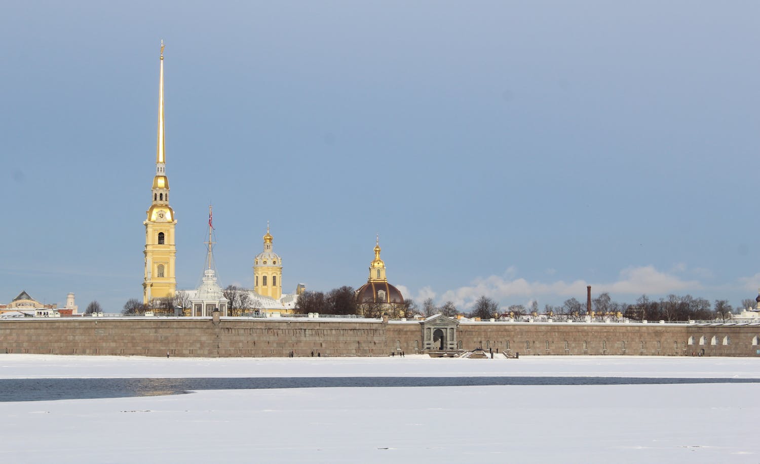 A scenic winter view of Peter and Paul Cathedral in Saint Petersburg