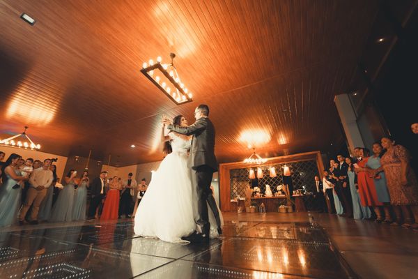 Couple dancing at reception