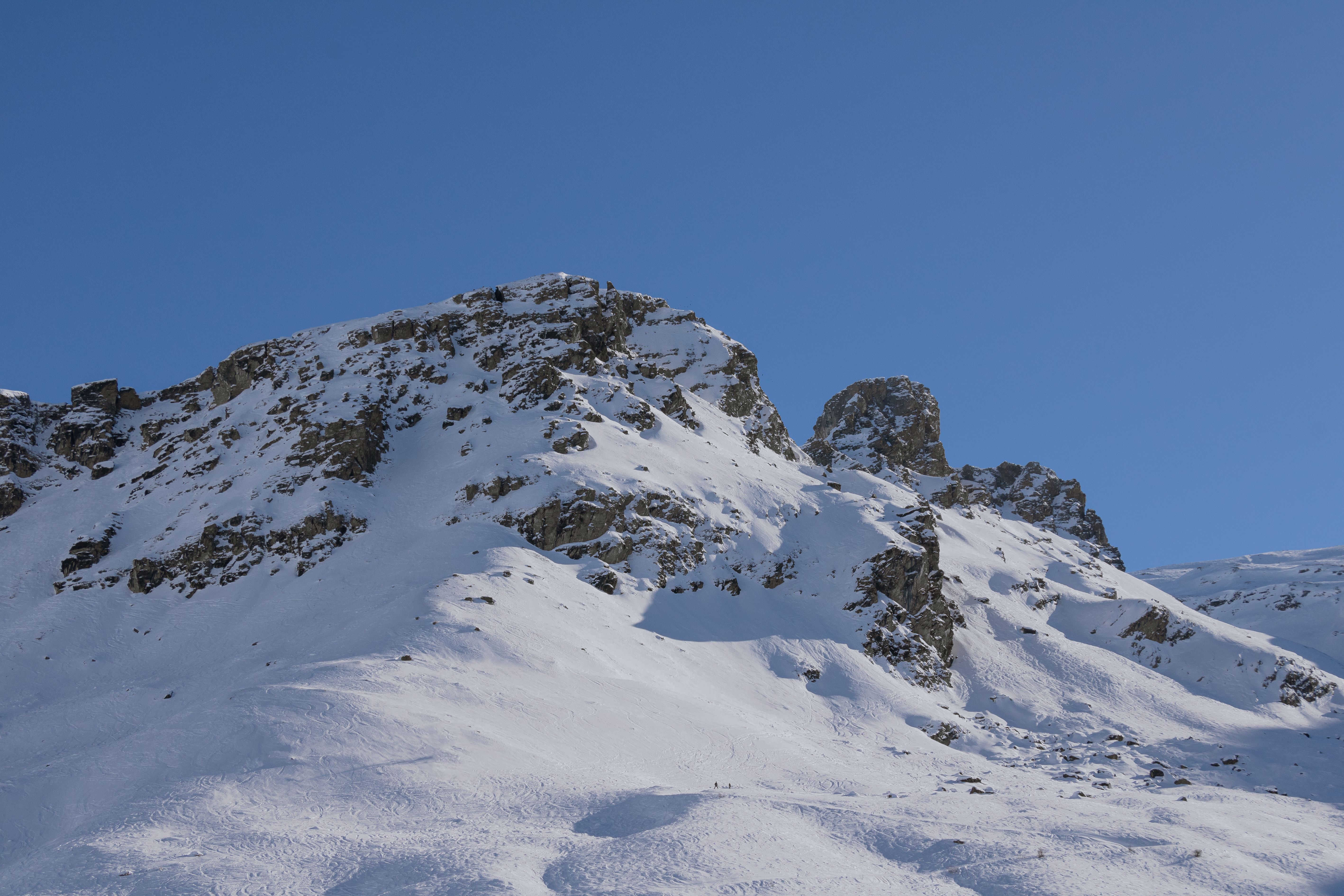 Snow-covered peaks above Tignes in midwinter