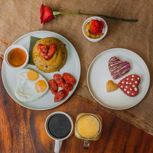 Valentines Day Breakfast and Heart Shaped Cookies 