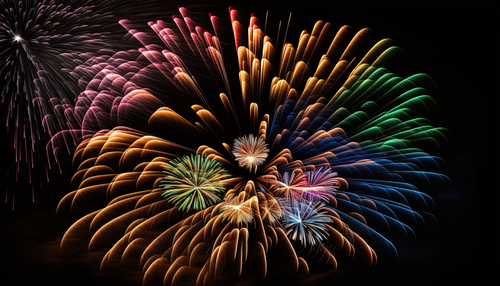 Free Colorful fireworks burst against the night sky, symbolizing celebration and festivity. Stock Photo