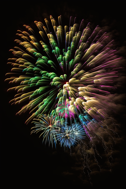 Free A colorful fireworks display lights up the night sky, perfect for celebrations and festive occasions. Stock Photo