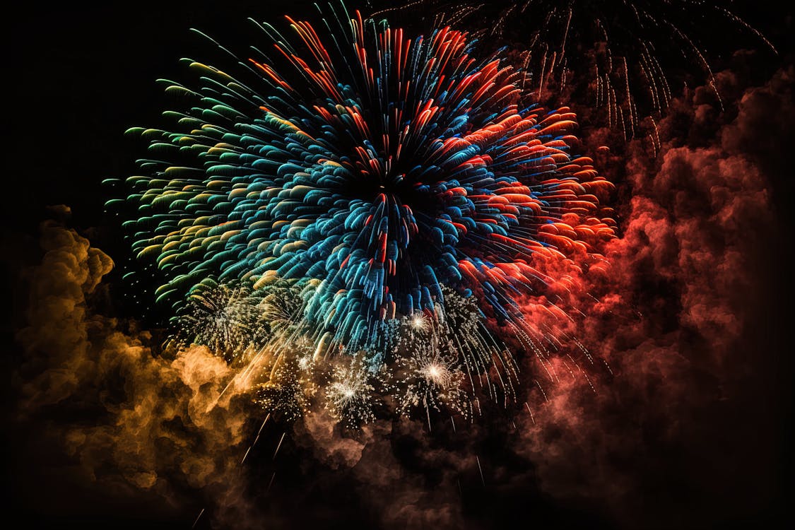 Display of Colorful Fireworks