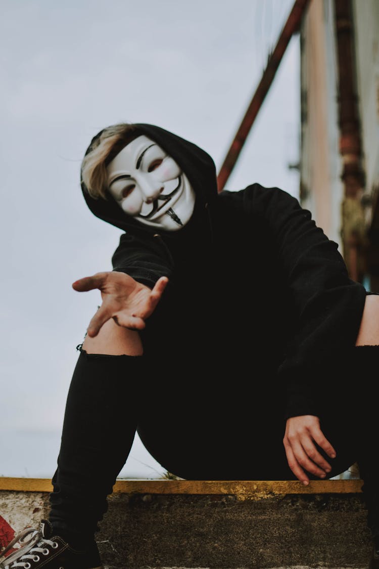 Person Wearing Guy Fawkes Mask