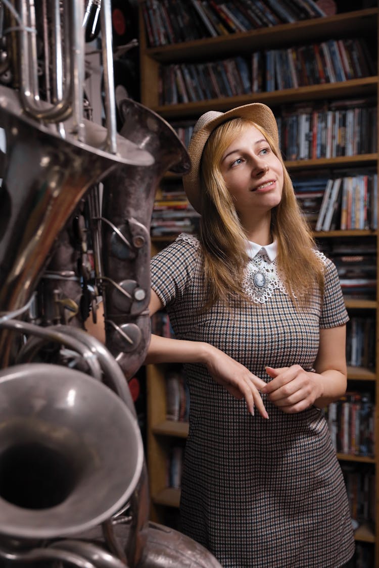 Smiling Woman In Library