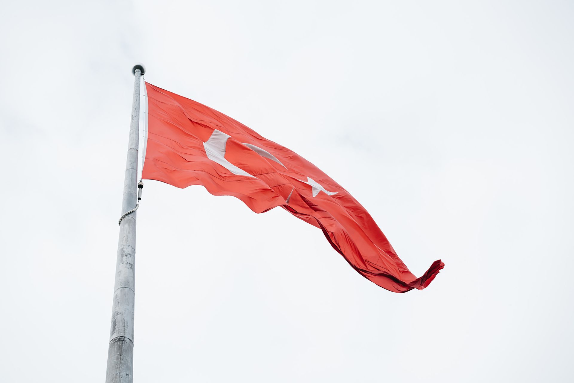 Turkish Flag Fluttering in Wind